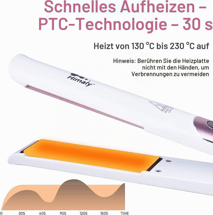 himaly 2-in-1 Haarglätter für Glätte und Wellen, 6 Temp Einstellungen &amp; 30s schnelle Erwärmung, LCD-
