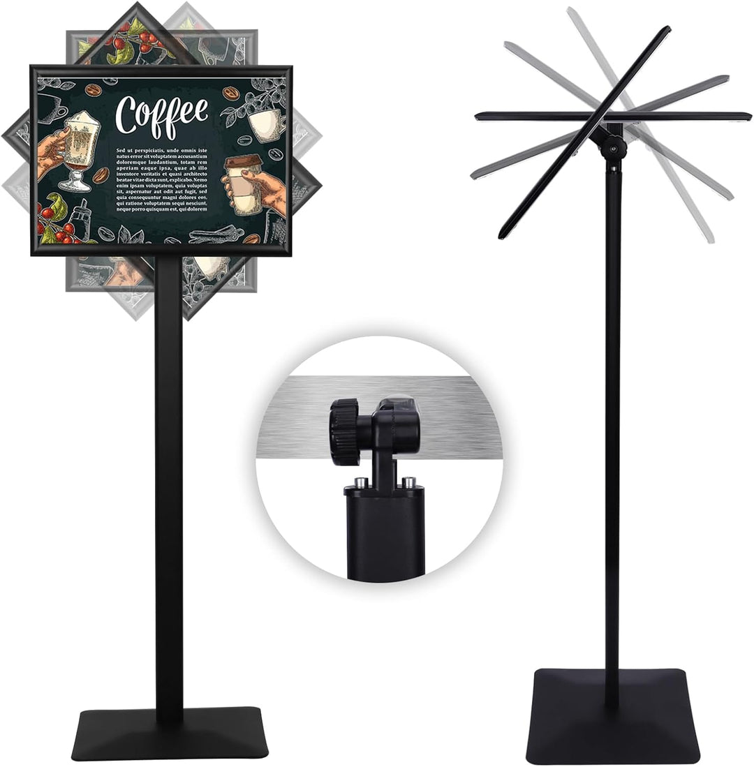 RayLove Infoständer DIN A3 für Plakate mit 297 * 420 mm. Stahl-Schildhalter,Schwarz PREMIUM Design I