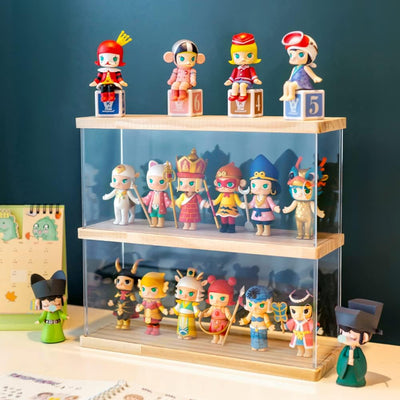 Joody Vitrine aus Acryl, Plexiglas-Boxen mit 2 Ebenen, Vitrine mit Tür für Pop-Figuren, Minifigur, S