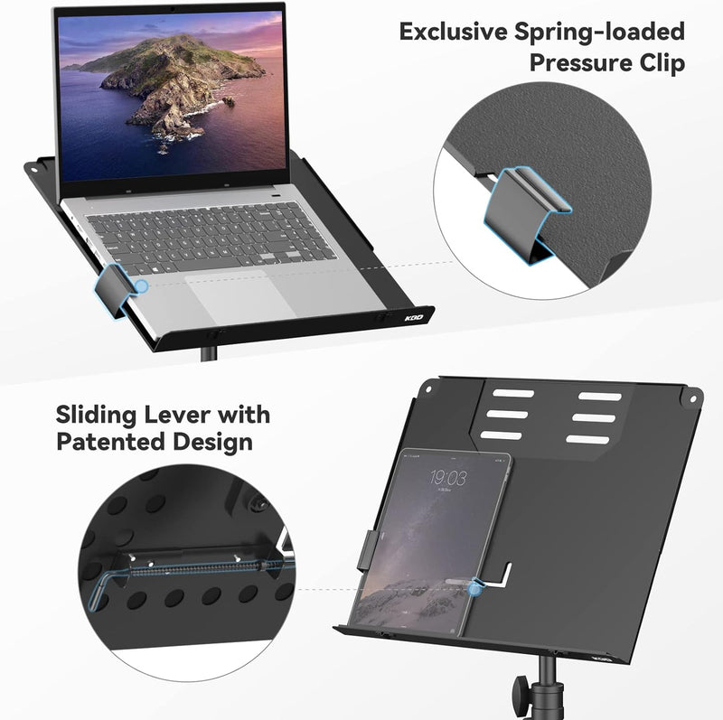 KDD Beamer Ständer - 4 in 1 Notenständer Klappbar Stabil mit Federarm Laptop Bodenständer Tablet Hal