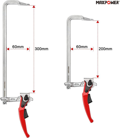MAXPOWER 2 Stücke Schraubzwingen Set 200mmx60mm+300mmx60mm Ratsche Schnelle Veröffentlichung Schraub
