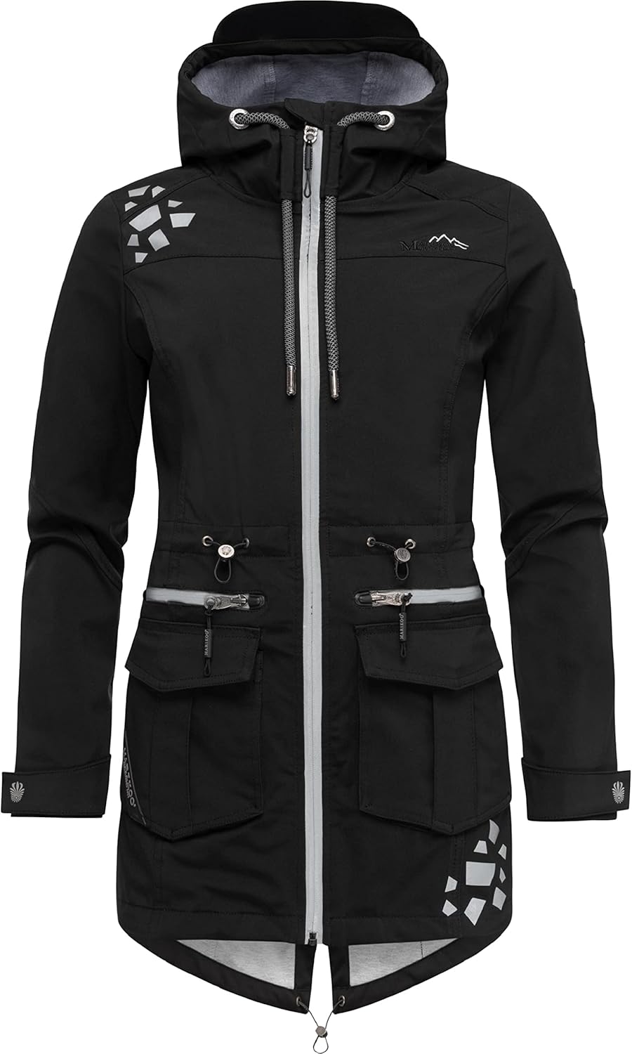 MARIKOO Damen wasserdichter Softshellmantel Softshelljacke Outdoorjacke Übergangsjacke Parka Kapuze
