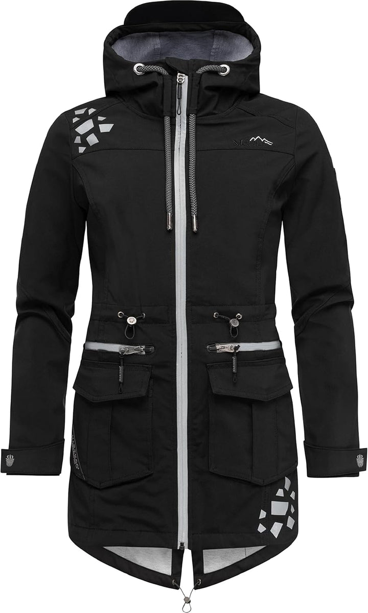 MARIKOO Damen wasserdichter Softshellmantel Softshelljacke Outdoorjacke Übergangsjacke Parka Kapuze