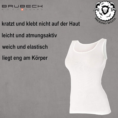 BRUBECK Damen Tank-Top | Ärmellos | Atmungsaktiv | Sport | Funktionsunterhemd | Oberteil | 41% Merin