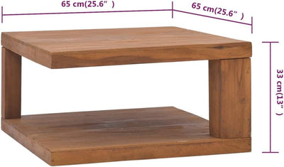 ZQQLVOO Sofatisch Nachttisch Betttisch Laptoptisch Couchtisch 65x65x33 cm Teak Massivholz Geeignet f