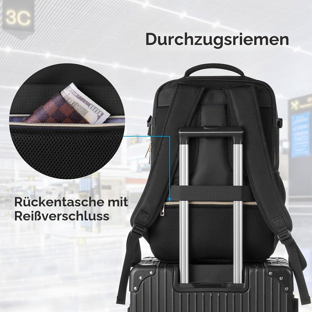 Reiserucksack, Rucksack Handgepäck Flugzeug, Ryanair Handgepäck 46x31x20, mit 17.3 Zoll Laptopfach u