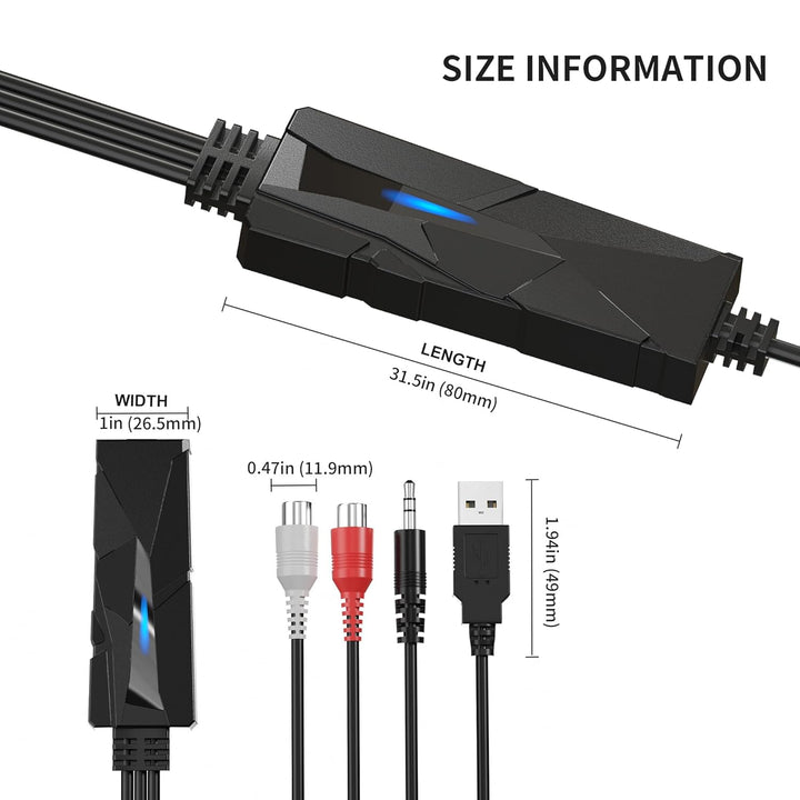 DigitalLife USB Audio Capture Grabber with 3.5mm & R/L Stereo Input - Audio Digitizer, AV202-B, AV20