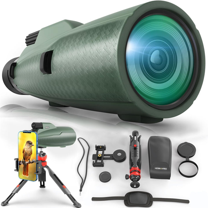 Monokular Teleskop 12X50 Outdoor Teleskop mit Smartphone Adapter für Sternenbeobachtung, Vogelbeobac