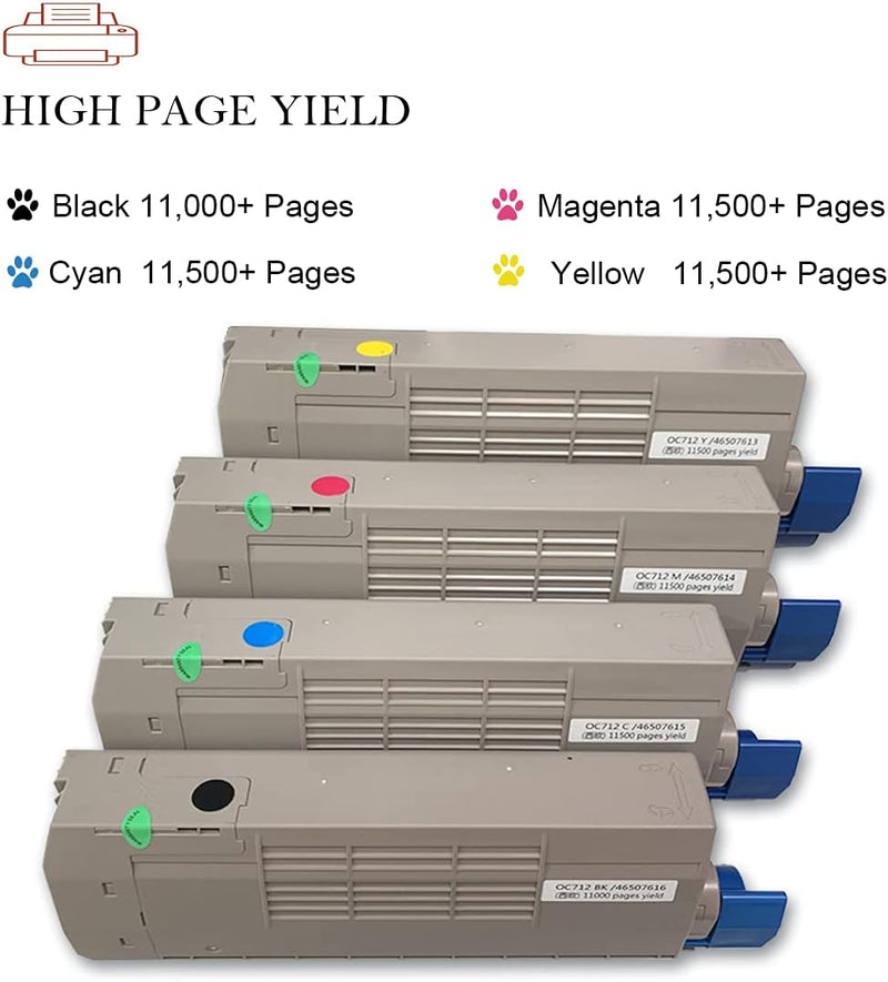 ASEKER Kompatibler Tonerkartusche für Oki C712 C712n C712dn Drucker, Hohe Ausbeuten 11000 Seiten, 46