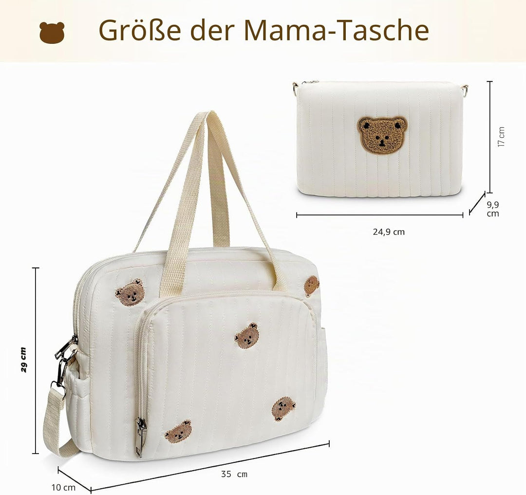 Wickeltasche für Babys, mittelgross, verstellbarer Riemen, Baumwollbär, multifunktionale Kuriertasch