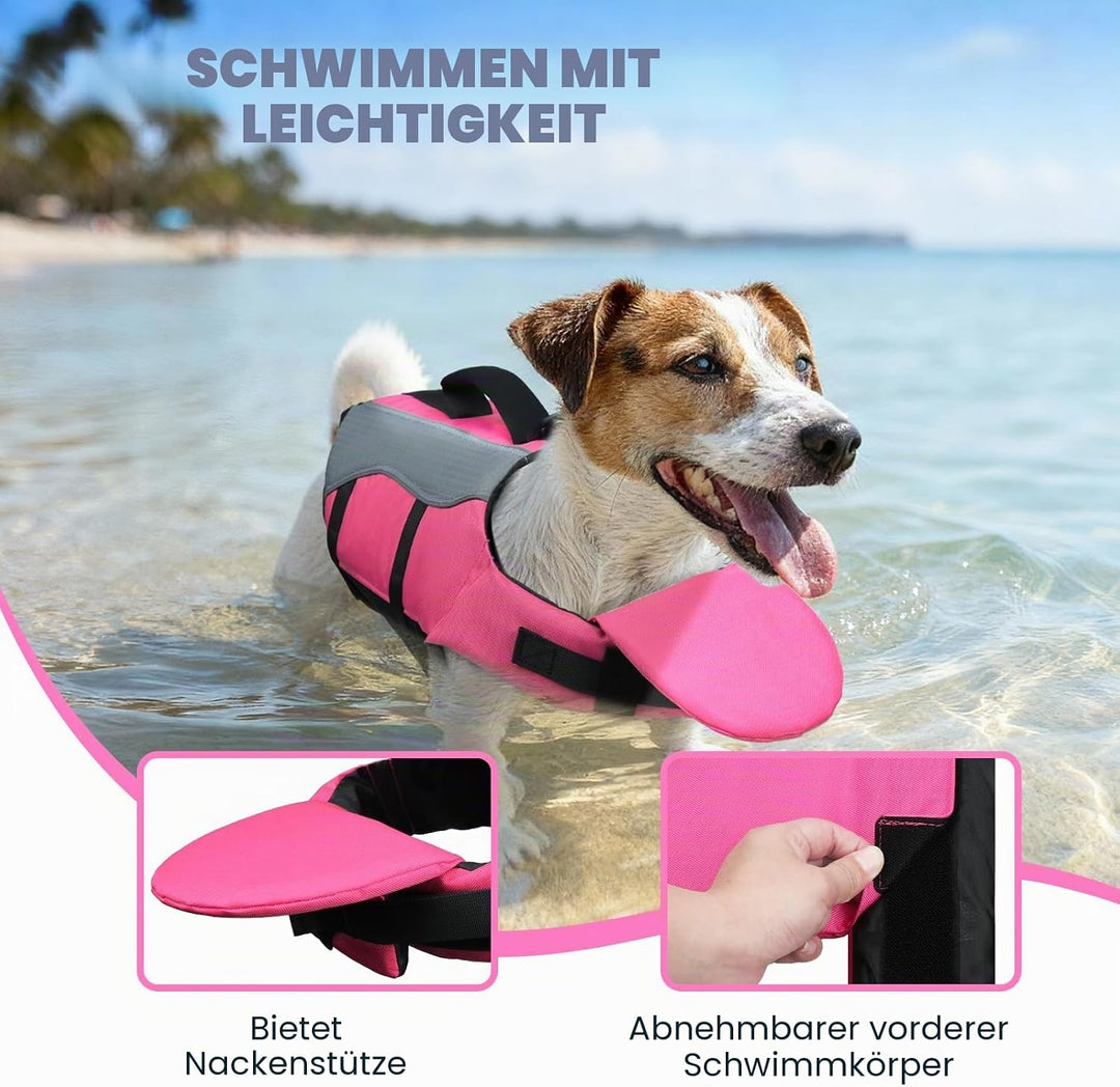 VIVAGLORY Front Float Schwimmweste Hund, Hundeschwimmweste für Bootfahren, Schwimmweste with Kopfstü