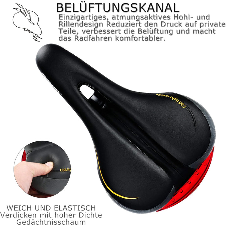 DAWAY C99 Ergonomisch Fahrradsattel für Damen Herren - Bequemer Fahrradsitz, Breiter Weicher Leder F