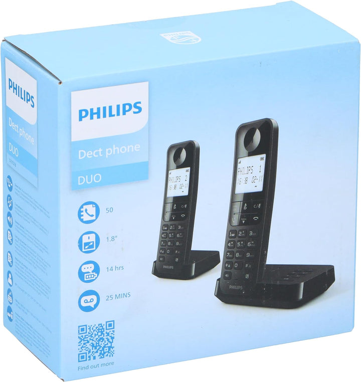 Philips Schnurlostelefon D2752B/12 - DECT - 2 Mobilteile - Haustelefon - Festnetz - Rufnummernerkenn