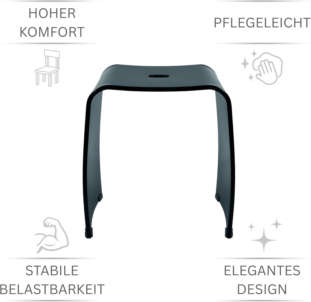Libaro Badhocker Meran aus Acryl, für die Dusche geeignet, mit Griff, Zeitloses Design, rutschsicher