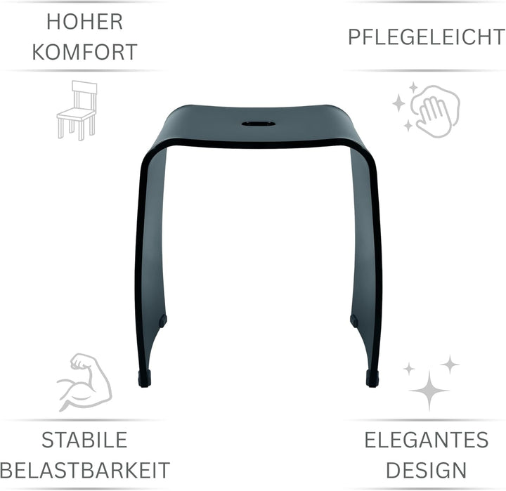 Libaro Badhocker Meran aus Acryl, für die Dusche geeignet, mit Griff, Zeitloses Design, rutschsicher