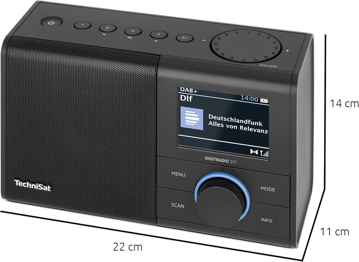 TechniSat DIGITRADIO 217 – Kompaktes und tragbares DAB+ Digitalradio (UKW Radio, Farbdisplay, Blueto