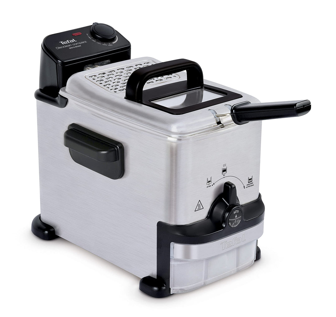 Tefal FR7016 Oleoclean Compact Elektrische Fritteuse | 2 L Öl-Kapazität | automatische Ölfiltration