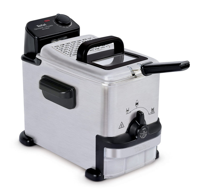 Tefal FR7016 Oleoclean Compact Elektrische Fritteuse | 2 L Öl-Kapazität | automatische Ölfiltration