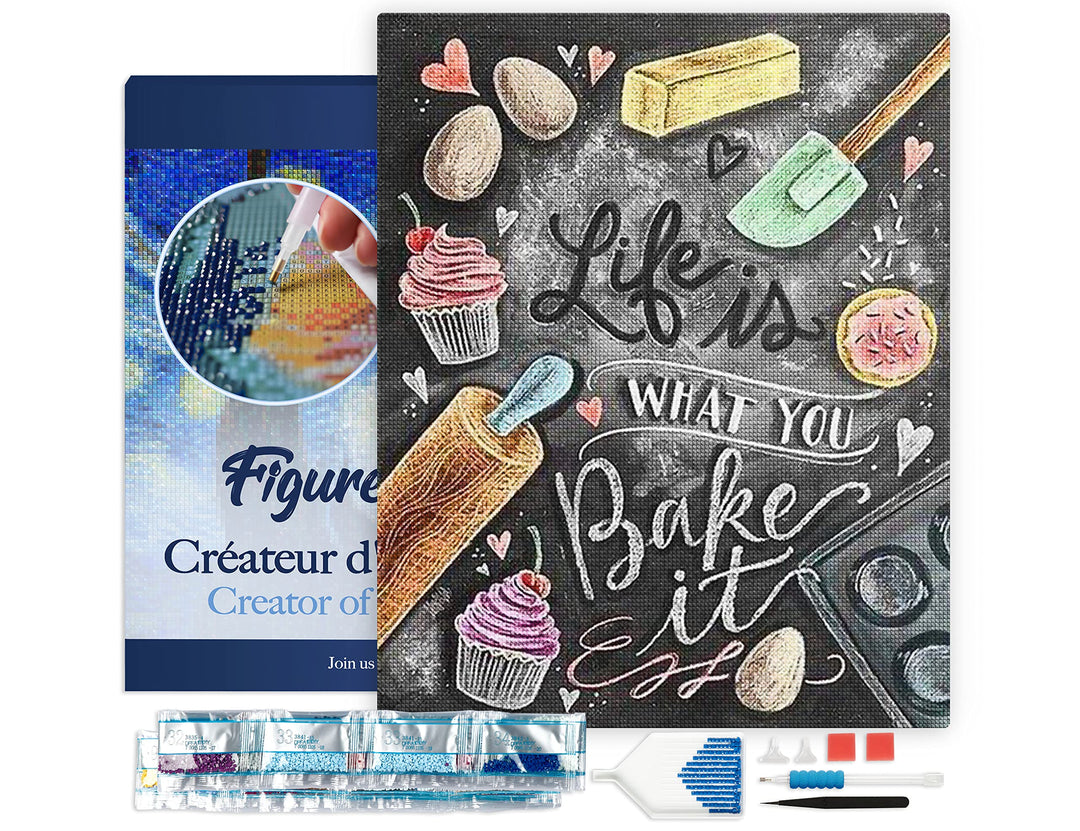 Figured'Art Diamond Painting Erwachsene 40x50cm Mit Rahmen Ganze Leinwand gespannt Bake it 5D Bilder