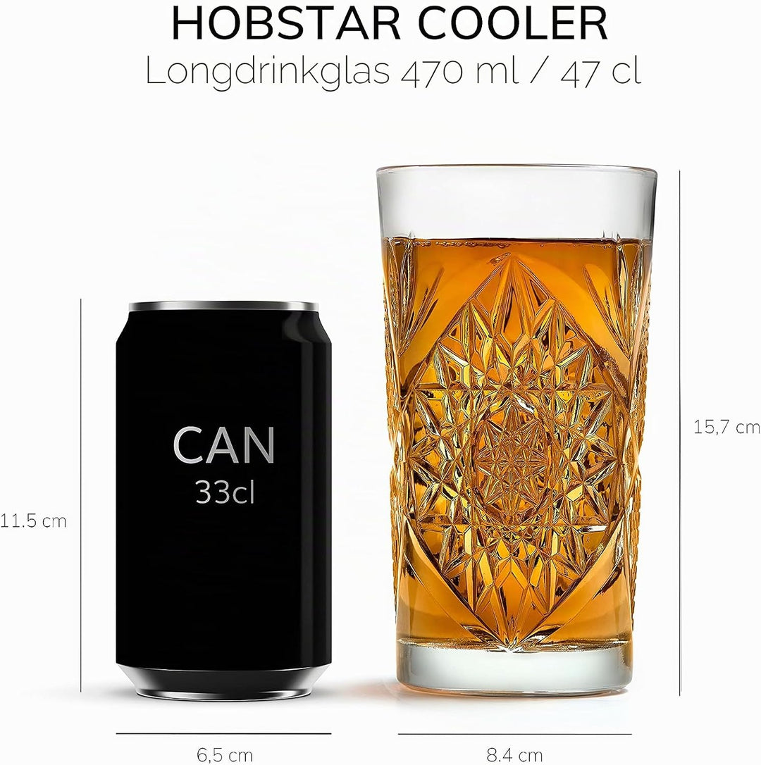 Libbey - Hobstar - Longdrinkglas, Cocktailglas, Wasserglas, Saftglas - 470 ml - Glas - 6er Set - bek