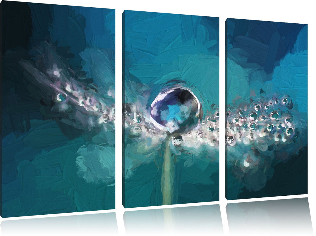 Pixxprint Wassertropfen auf Einer Pusteblume als Leinwandbild/Grösse: 3 Teilig (120x80) cm/Wandbild/