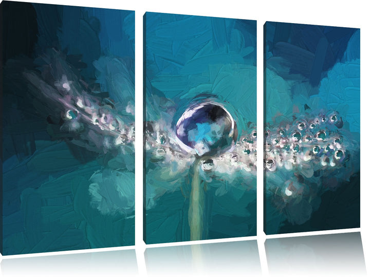 Pixxprint Wassertropfen auf Einer Pusteblume als Leinwandbild/Grösse: 3 Teilig (120x80) cm/Wandbild/