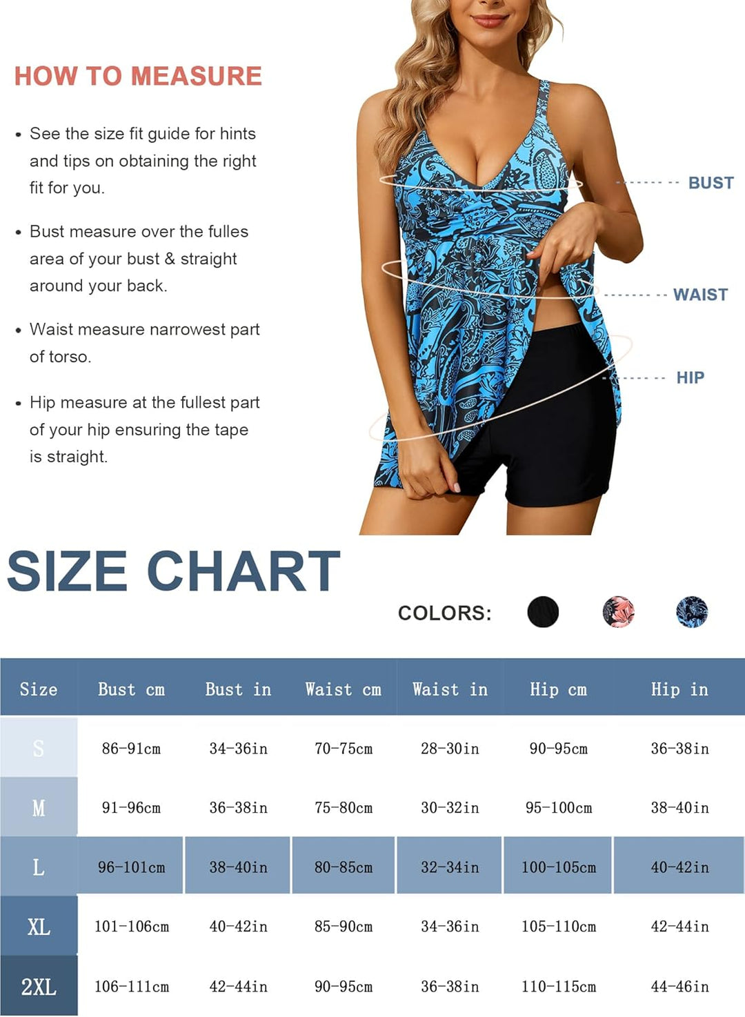 CheChury Badeanzug Tankini Damen Bauchweg Volant Zweiteilig Bademode Push up Badeanzug Oberteil mit