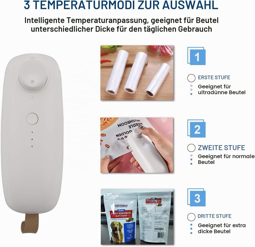 WELUV Mini Folienschweissgerät mit Cutter USB Tüten Verschweisser Hohe Sicherheit Bag Sealer Aufladu