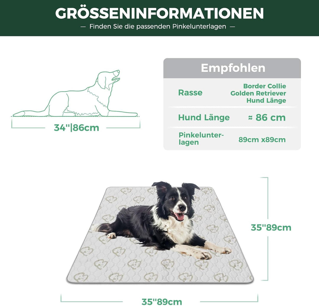 fxw Waschbare Pinkelpads für Hunde,Welpenpads mit Super-Absorption,speziell für Töpfchentraining,90c
