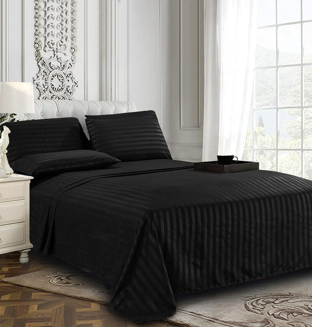 Elegant Comfort Stripe Bed Sheets Bettlaken, schwarz, Queen Queen Schwarz, Queen Schwarz