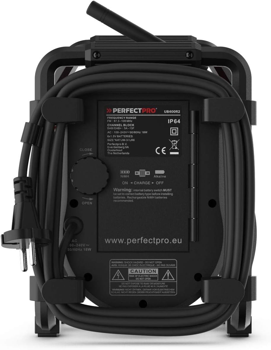PerfectPro Baustellenradio UBOX400R, DAB+ und UKW-Empfang, Bluetooth, MP3, Radio mit AUX-Eingang, St