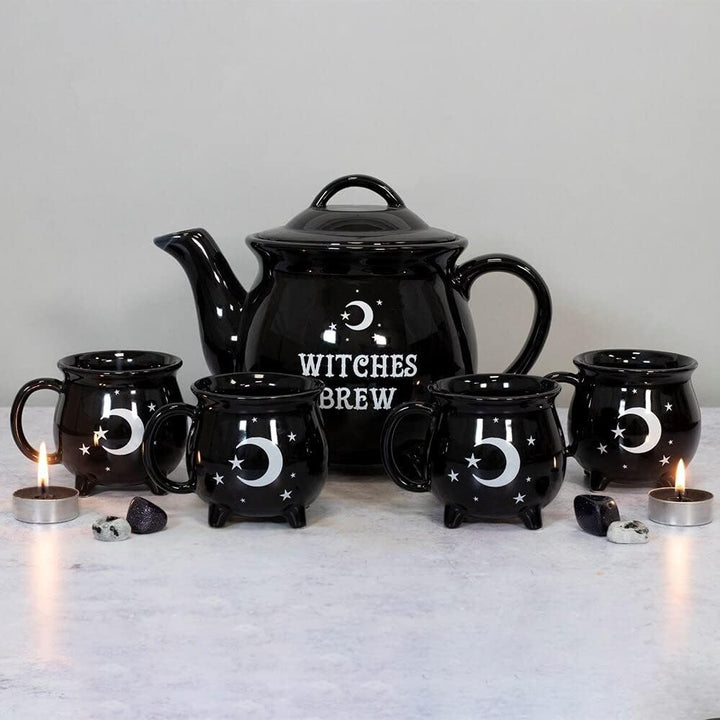Something Different Teekanne und Tasse Witches Brew Tea set Schwarz