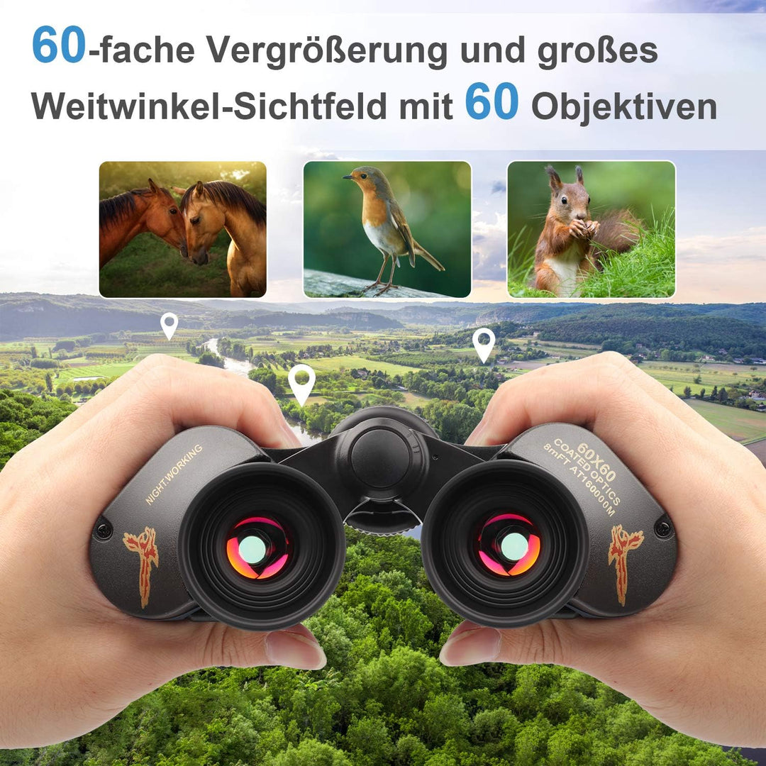 TTSkying Fernglas 60 x 60 HD Professionelles Fernglas mit Nachtsicht IPX7 Wasserdicht, Fernglas für
