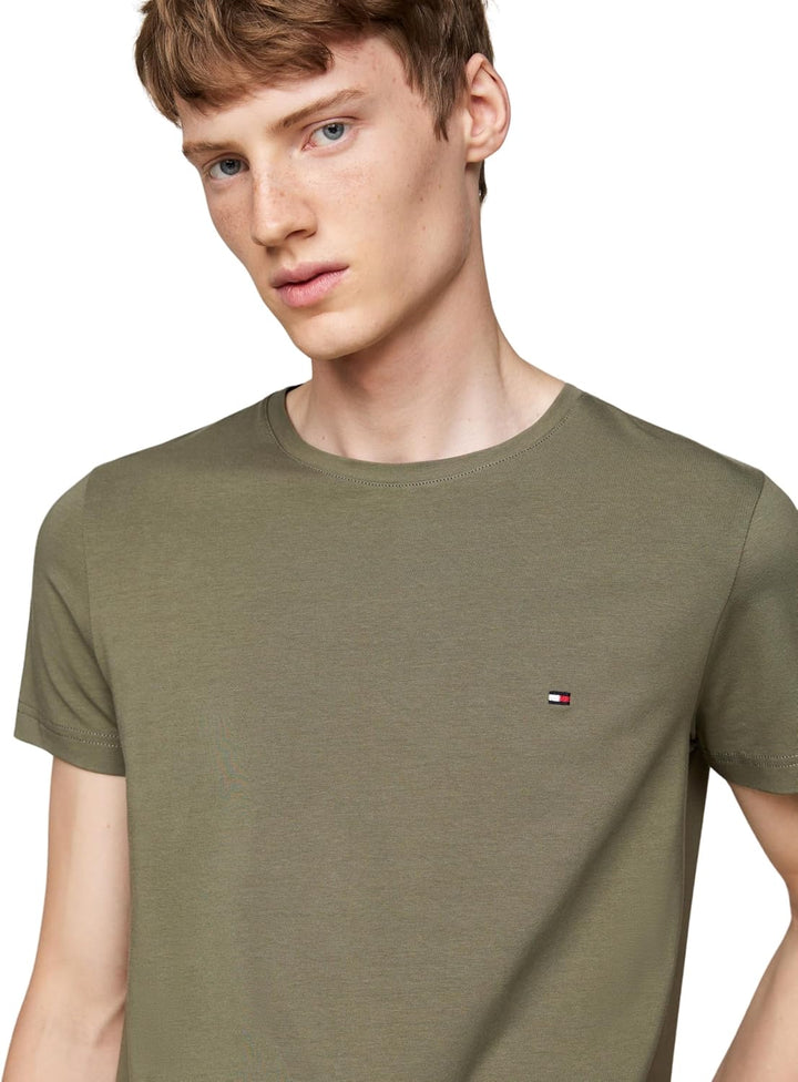 Tommy Hilfiger Herren Kurzarm T-Shirts M Green (Battle Green), M Green (Battle Green)