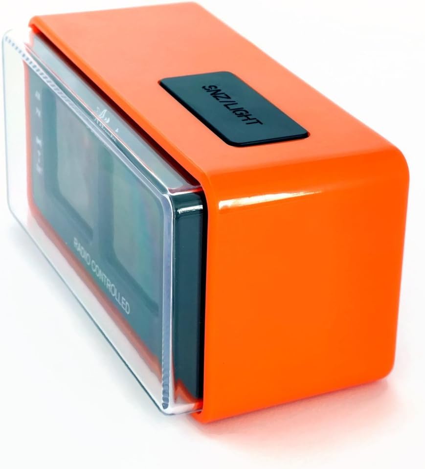 Atlanta Digitalwecker LCD Funkwecker Snooze Licht Retro Design Orange Lautlos Ohne Ticken - 1881-12,