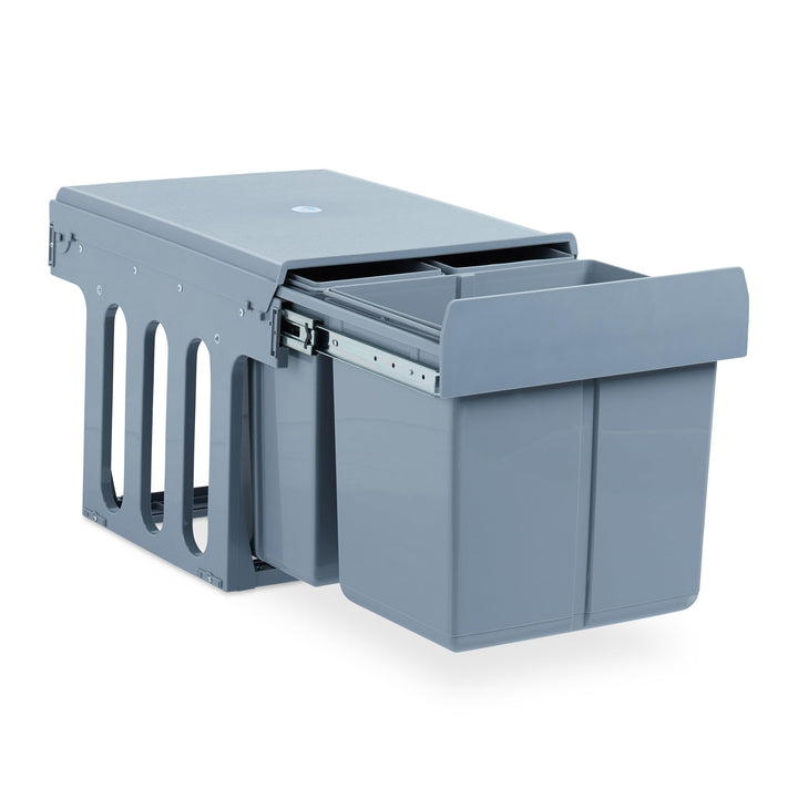Relaxdays Einbaumülleimer Küche, Auszug, 3-fach Müllsystem Unterschrank, 15 & 8 Liter, Kunststoff, H
