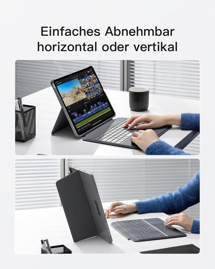 Inateck Tastatur Hülle Kompatibel mit iPad Air 13 Zoll (2024),ipad Pro 12.9 Zoll 6/5/4/3 Gen, Hoch-/