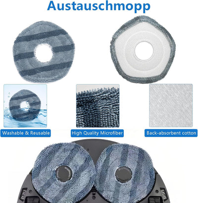 Bluearks 19 Stück Zubehörset für Eufy X10 Pro Omni,1 Hauptbürste, 4 Wischmopps, 4 Hochleistungsfilte