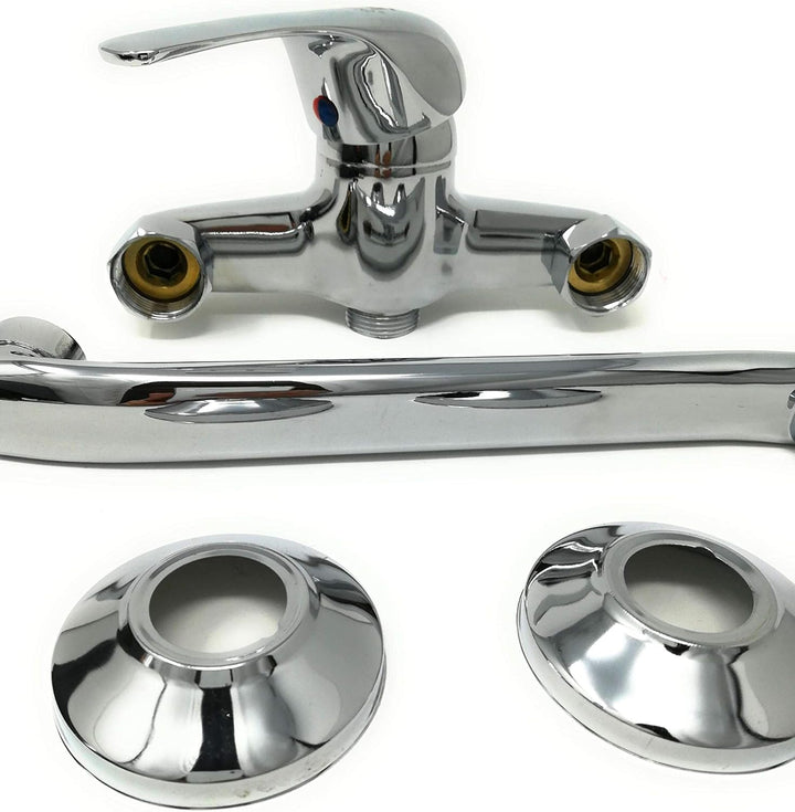 TEMPO DI SALDI Wandarmatur für Spüle Küchenarmatur Badewanne Hohe Messing verchromt Modern, Modern