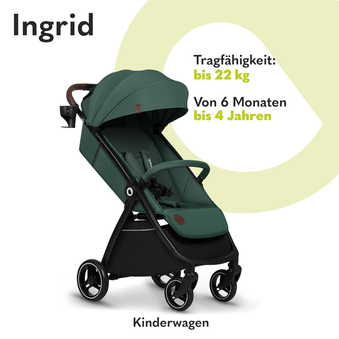LIONELO INGRID Kinderwagen bis 22 kg von 6 Monaten bis 4 Jahren Grosse 360° schwenkbare Räder Volle