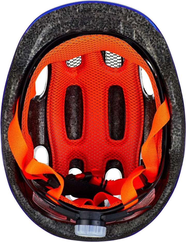 ABUS Kinderhelm Smiley 2.1 - Fahrradhelm mit Rücklicht - für Mädchen und Jungs S (45-50 cm) Blau (sp