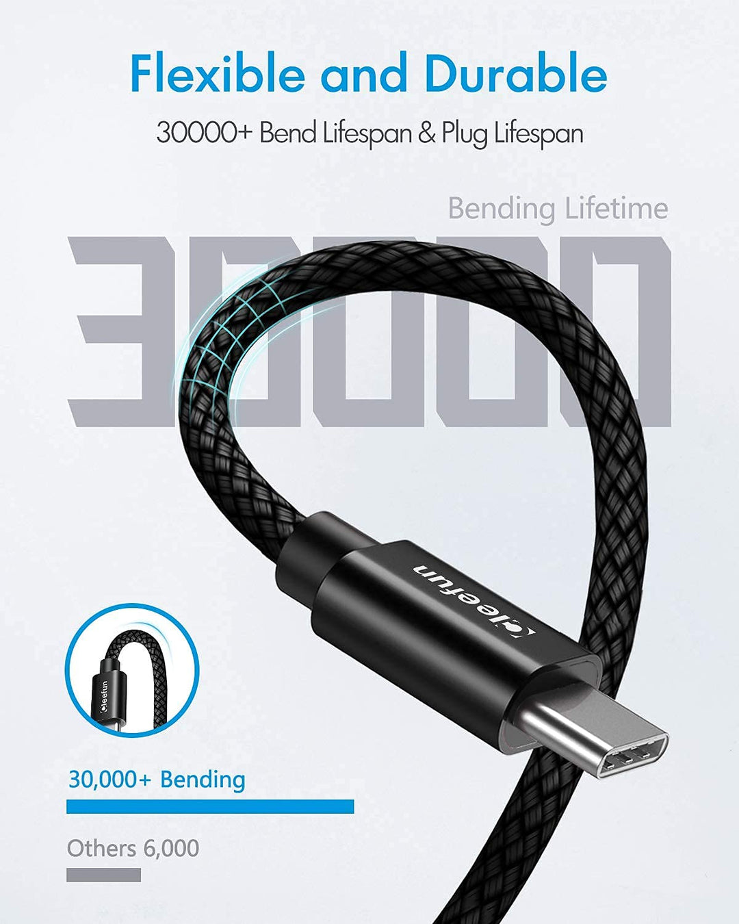 CLEEFUN USB C auf USB C Kabel 8M, USB C Ladekabel 3A 60W, Kompatibel mit Mac-Book Pro, i-Pad Pro, Ga