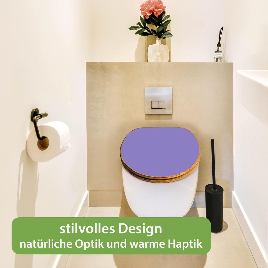 banjado® Design WC Sitz Bambus Absenkautomatik mit Farbe Lavendel/Toilettendeckel mit Absenkautomati