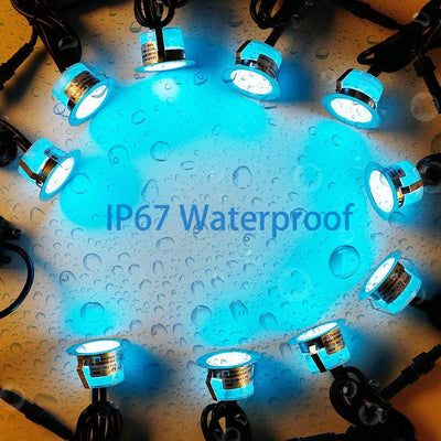 20er RGB LED Bodeneinbauleuchten Aussen WIFI DC12V Ø45mm IP67 Wasserdicht Einbauspots LED Terrasse E