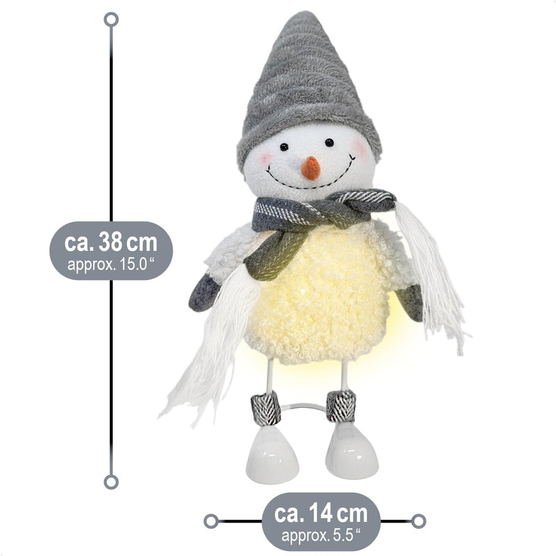 com-four® LED-Schneemann Deko-Aufsteller - beleuchtete Dekofigur als Winterdekoration - warmes Stimm