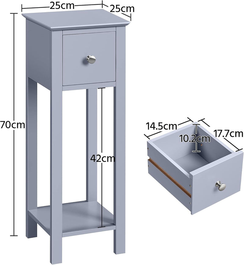 Yaheetech 2 STK. Telefontisch Grau HBT: ca. 70 x 25 x 25 cm Beistelltisch mit Schublade Konsolentisc