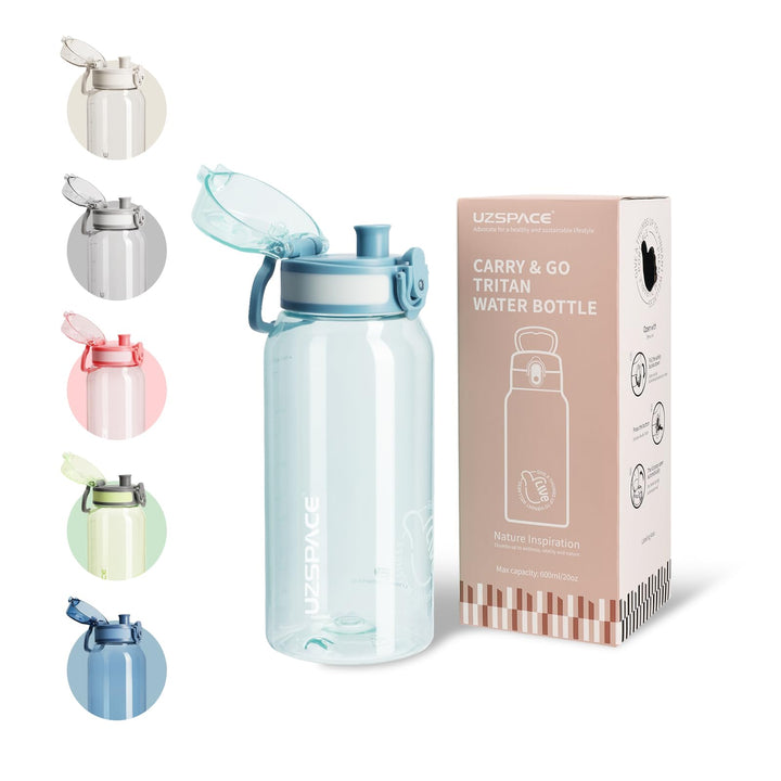 UZSPACE Trinkflasche Kinder 600ml, Sport Trinkflasche Auslaufsicher mit Einhandbedienung, Kohlensäur
