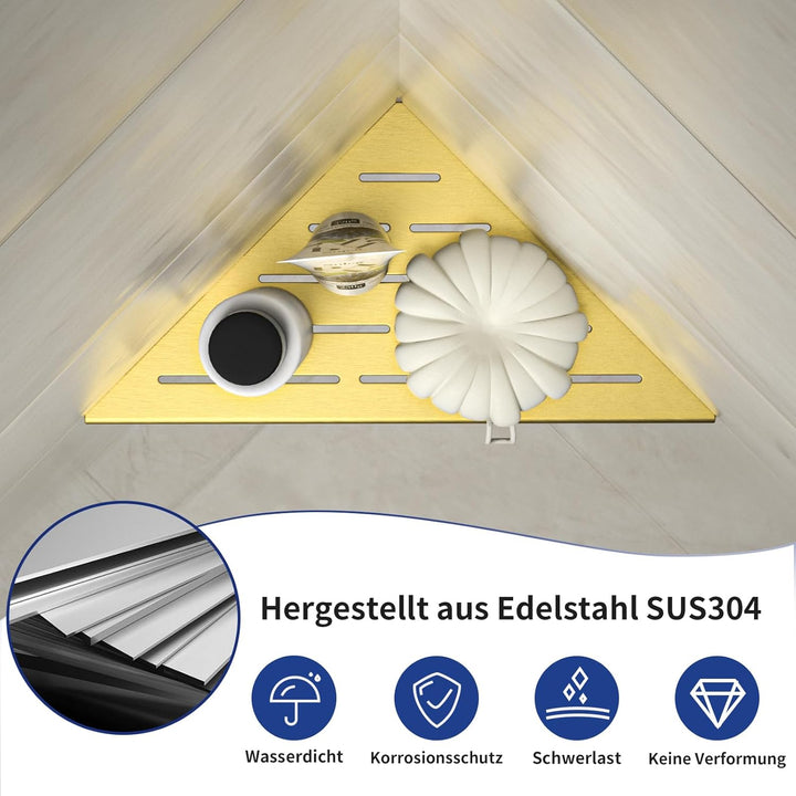 Eck Duschregal, Edelstahl 304 Badezimmerregal aus Stahl für geflieste Wände, Einbauregal für die Bad