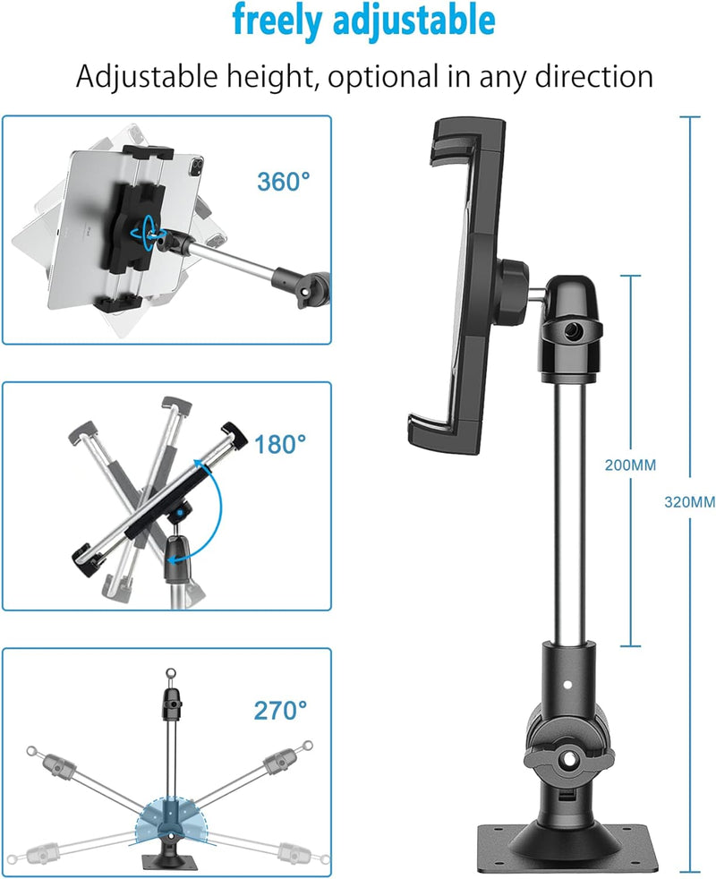 Tablet Wandhalterung Schwenkbar, woleyi Verstellbar Arm iPad Wand Halter Bohren für Küche, Bad, Schl