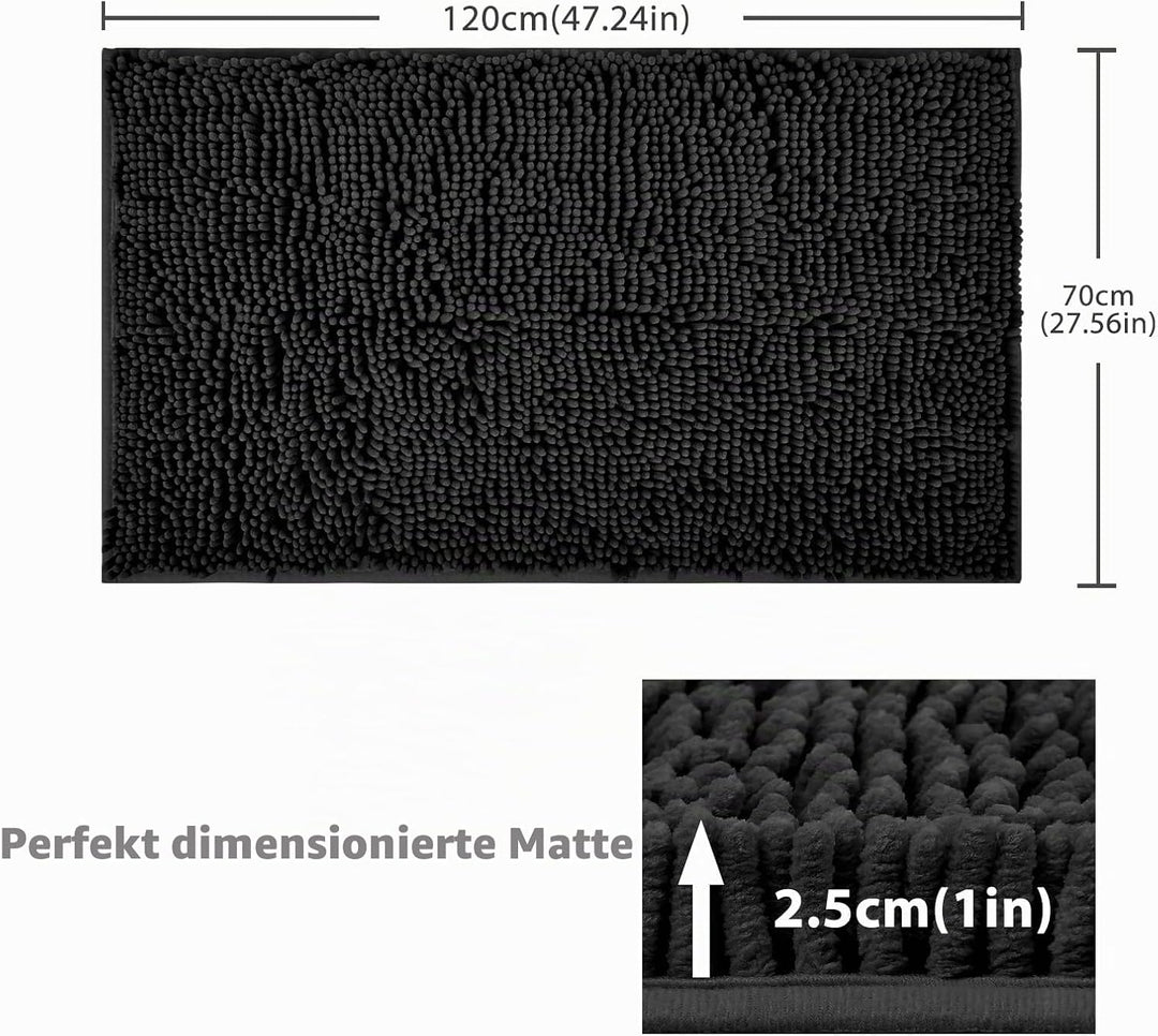 FCSDETAIL rutschfeste, Hochflor Badteppiche 70 x 120 cm, Maschinenwaschbare Badematte, Badvorleger m